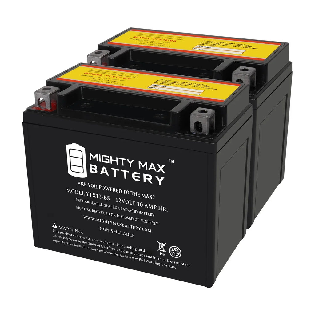 YTX12-BS 12V 10Ah Replacement Battery matching with Suzuki GSX-R1000, Z 01-04 - 2 Pack