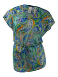 Lauren Ralph Lauren Women's Carnivale Paisley Mesh wrap-Up (Blue, M)