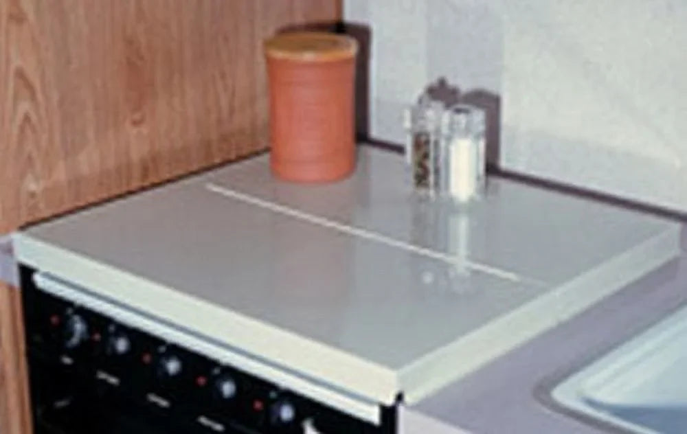 Camco 43557 Stove Top shield, White - Features a Universal Fit