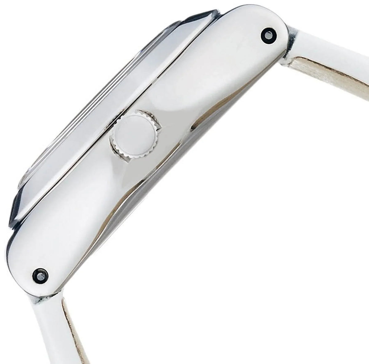 Swatch YSS296 Silver Tone Dial White Leather Strap Women's Watch