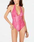 Dkny Printed Halter One-Piece Swimsuit, Women's Swimsuit, Size 14