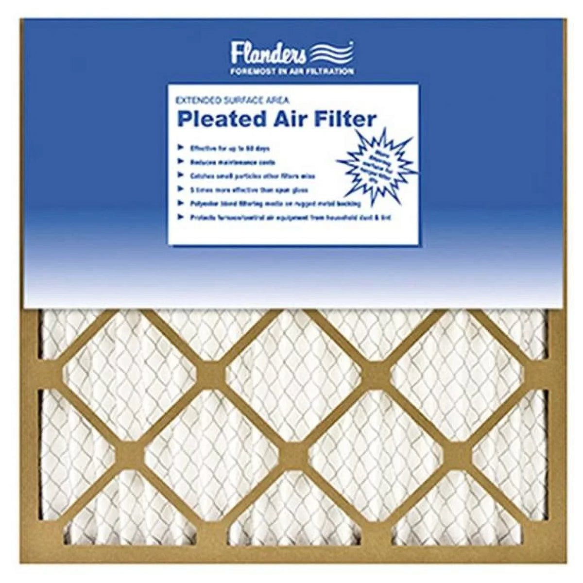 Basic Pleated Air Filter Kraft Frame With Wirebacked Media - Pack Of 12. Flanders 81555.011616 16 x 10.5 in