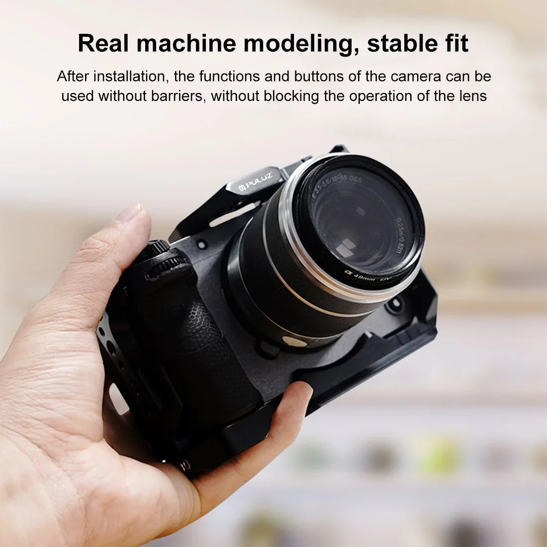 For  ILME-FX30 / FX3 PULUZ Metal Camera Cage Stabilizer Rig with NOTA Slider(Black)