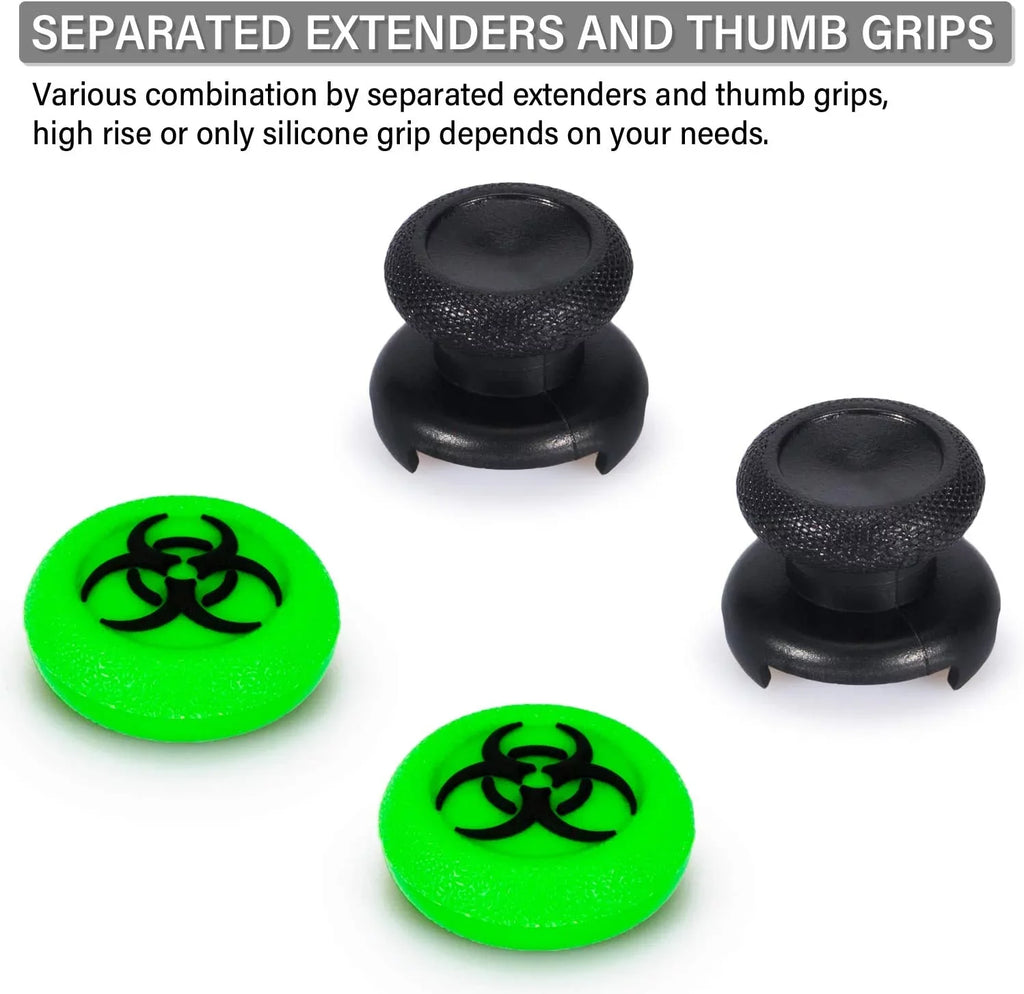 FPS Thumbstick Extender & 3D Texture Rubber Silicone Grip shield 2 Sets for Xbox Series X/S & Xbox One Controller(BioH Green) BOLT AXTION Bundle Like New