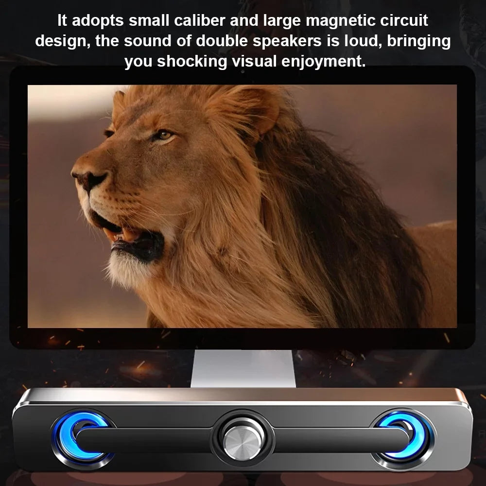 V-111 Computer Speaker USB Wired Powerful  Bar Stereo Subwoofer Bass Speaker Surround Sound Box for PC Laptop Phone Tablet MP3 MP4