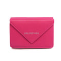 Pre-Owned Balenciaga Paper Mini Wallet 391446 Women's Leather Wallet (tri-fold) Pink (Good)