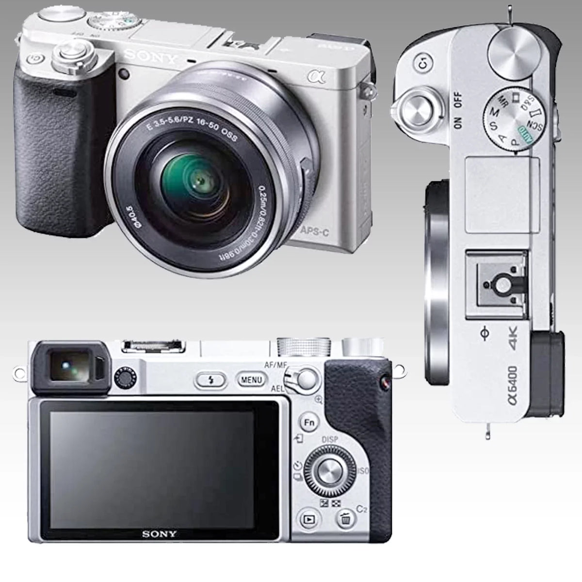 Includes: 64GB Memory Card, 1x Seller Replacement Battery, Digital Slave Flash, & More..  Alpha a6400 Mirrorless Digital Camera (Silver) with 16-50mm Lens & 17pc Must Have Accessory Bundle