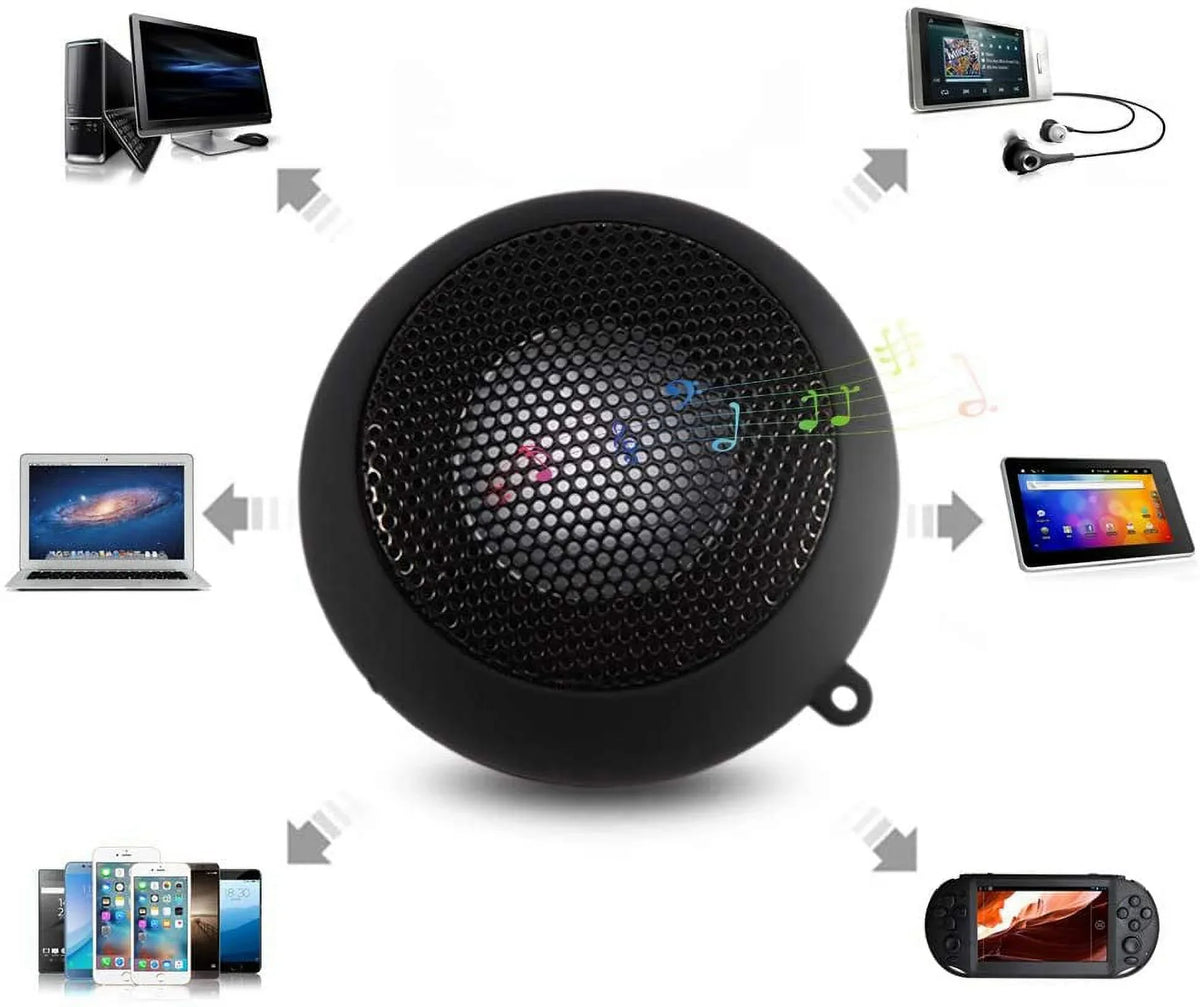 Portable Speaker, Mini USB Speaker with 3.5mm Jack on Bottom for Mobilephone PC Laptop MP3(Black)